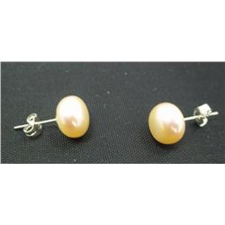 Pale Peach Pearl Earring Set