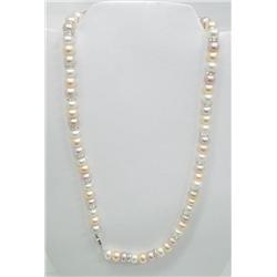 17" Tri-Colored Single Strand Pearl Necklace