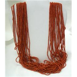 30 Strand Red Coral Necklace
