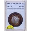 Image 1 : Spectacular 1881-O Mint Morgan Silver Dollar MS-66