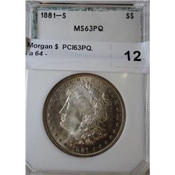 1881S Morgan $  PCI63PQ. Coin is a 64