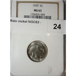 1929 Buffalo nickel NGC63