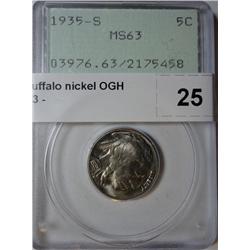 1935S Buffalo nickel OGH (rattler)63