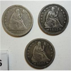 1853 A/R-1854 ar-1857 Seated quarters VF