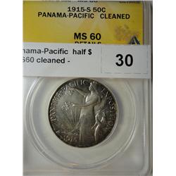 1915S  Panama-Pacific  half $ ANACS MS60 cleaned