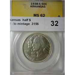 1938S Arkansas  half $ ANACS62
