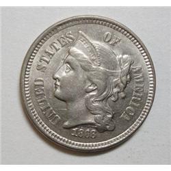 1868 3 cent nickel--about as close to BU as you can get  AU58