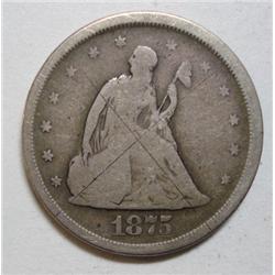 1875S 20 cent  VG/F  scratched obv