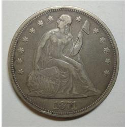 1871 Seated $  all original undipped VF very small rim bump 7:00 and 12:00