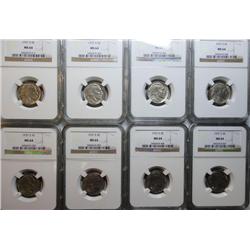 8  1937S Buffalo nickels  NGC64