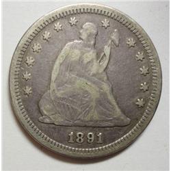1891 Seated quarter  original undipped VF