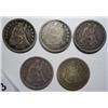 Image 1 : Lot of 5  Seated quarters  original undipped VF;54 arr-57-58-76-91