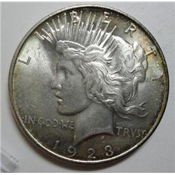 1923D Peace $  MS62 litely toned scarce Peace $