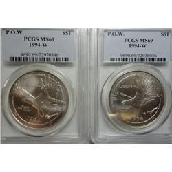 2 1994W  P.O.W. silver $  PCGS MS69
