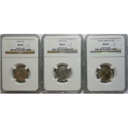 Buffalo nickels slabbed  NGC ;37D MS65-37S  MS64-38D  MS64