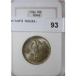 1934 Texas half $  NGC63