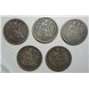 Image 1 : Lot of 5  Seated quarters  original undipped VF;53 A/RY-54 ARR-56-76-91