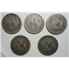 Image 2 : Lot of 5  Seated quarters  original undipped VF;53 A/RY-54 ARR-56-76-91