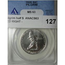 1920 Pilgrim half $  ANACS63  GRADED RIGHT