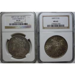 1899O micro O VAM4 TOP 100 NGC25 and 1899 normal O NGC62