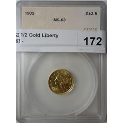 1902 $2 1/2 Gold Liberty  SEGS63