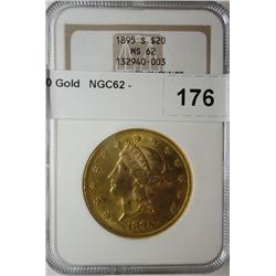 1895S $20 Gold   NGC62
