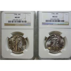 2 1946 Walker half $  NGC63 and 64