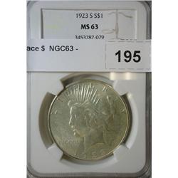 1923S Peace $  NGC63