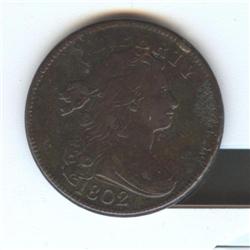 1802 large penny VF/XF nice color coin but does have some darker spots