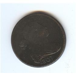 1807 large penny VF details dark chocolate color with lite corrosion and