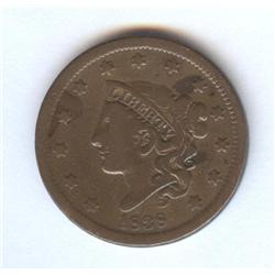 1822-27-33-35-38 large pennys; 38 is Fine others G/VG all have nice color