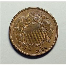 1864 2 cent MS63 brn.Near perfect color and planchet