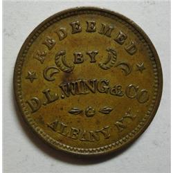 UNION FLOUR civil war store card token D L WING  Albany  NY