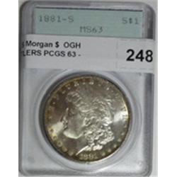 1881S Morgan $  OGH RATTLERS PCGS 63