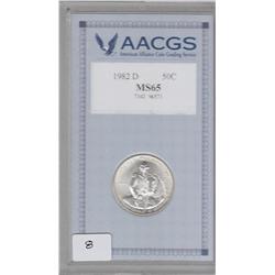 WASHINGTON SILVER HALF DOLLAR MS 65 1982