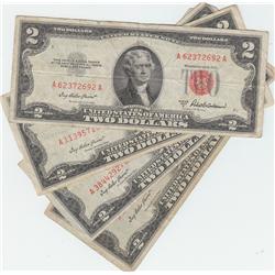 GROUP OF 4 $2 RED SEAL CURRENCY 1953