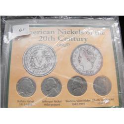 20TH CENTURY NICKEL SET BUFFALO JEFFERSON LIBERTY