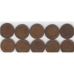 10 INDIAN HEAD CENTS VARIOUS DATES