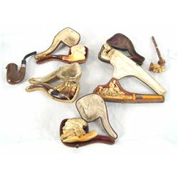Lot of 7 Vintage Carved Meerschaum Pipes