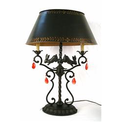 Iron rabbit lamp - hand painted shade