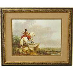 Alfred Jacob Miller (1810-1874) 18"x24" Giclee on board 'Crow Indian on the Lookout' Known for his p