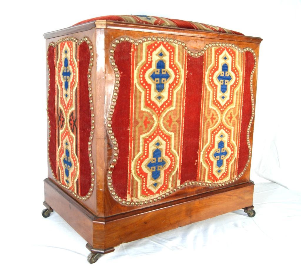 Fancy horse tack box w needlepoint ca. 1890 Rare Victorian piece