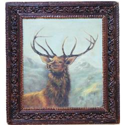Vintage Elk oil on board 16" x 15"