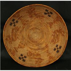 Mission basket polychrome w rabbit designs measures 10.5" d x 3" h