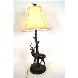 Stagg deer lamp - custom faux leather shade 32"