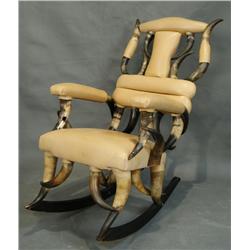 Antique Lady's horn chair with custom upholstory