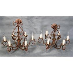 Pair of Copper French Style Chandelier From the Hotel Marmont, made by Steve Handeleman