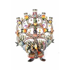 Alfonso Castillo Orta "Sea Tree of Life" signed on back.  depicting the creatures of the sea sitting