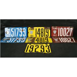 7 Enameled Pennsylvania lic plates 1- 1908, 2- 1911, 2-1912, 2- 1915