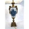 Image 2 : Blue & White faiance style ceramic Lamp with Putti handles